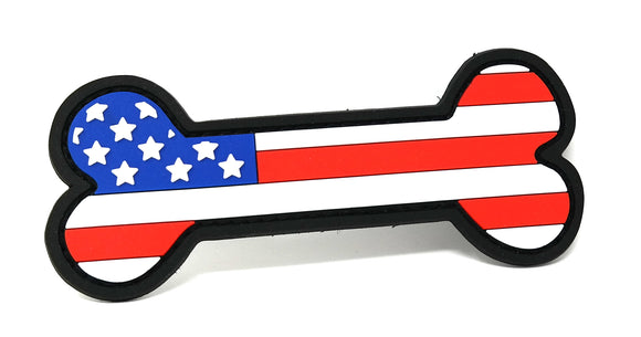 American Flag Dog Bone PVC Patch for Dog Vests
