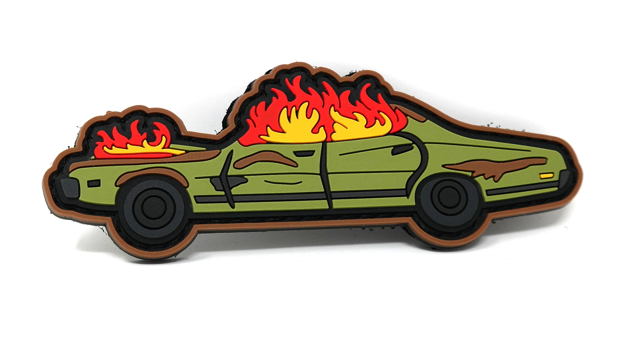 The Dude's Burning Car PVC Rubber Funny Tactical Hook and Loop
